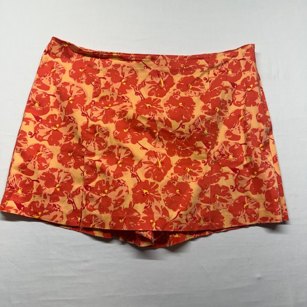Style & Co Womens 18 Floral Skort Orange‎ Tropical Golf Skirt Shorts Summer
